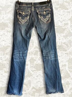 Y2k Embroidered Dark Blue Women's Jeans